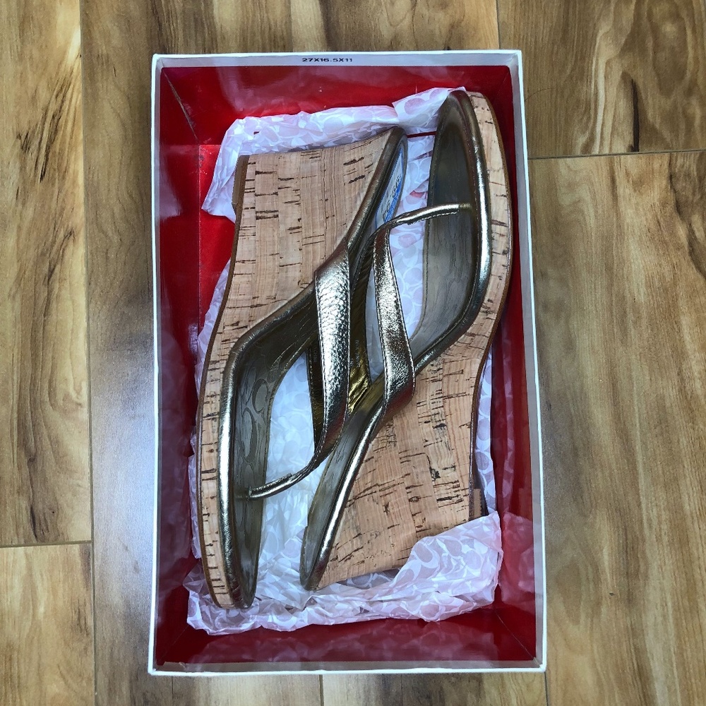 Coach Bronze Wedge, 'Lannie Metallic Calf'